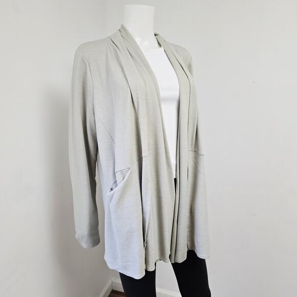 Logo Lounge Lori Goldstein Cardigan Size XL Gray Open Front Pockets Mixed Media - Picture 2 of 11